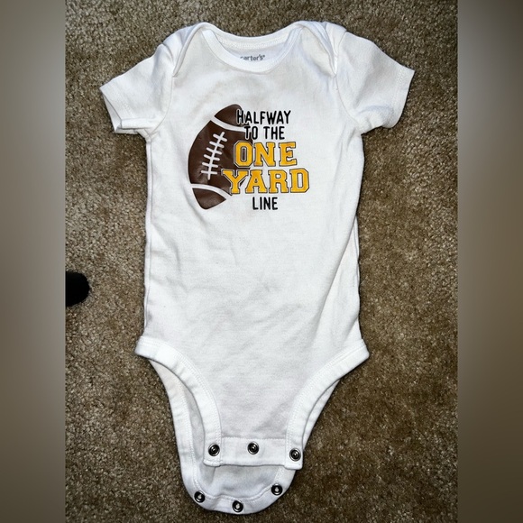 Infant baby Carter’s 6M half way to the one yard line white onesie - Picture 1 of 5